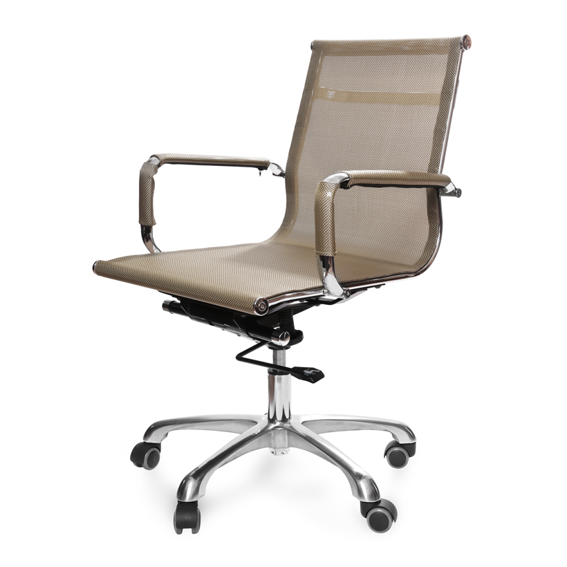 Ghế xoay lưới màu rêu đồng chân nhôm