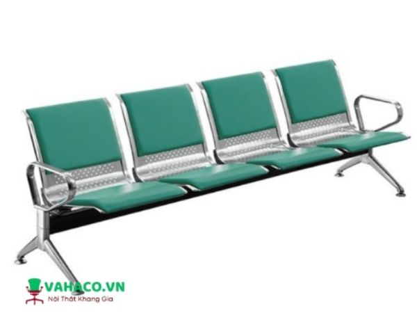 Ghế phòng chờ inox 4 chỗ bọc nệm KG - 04AN