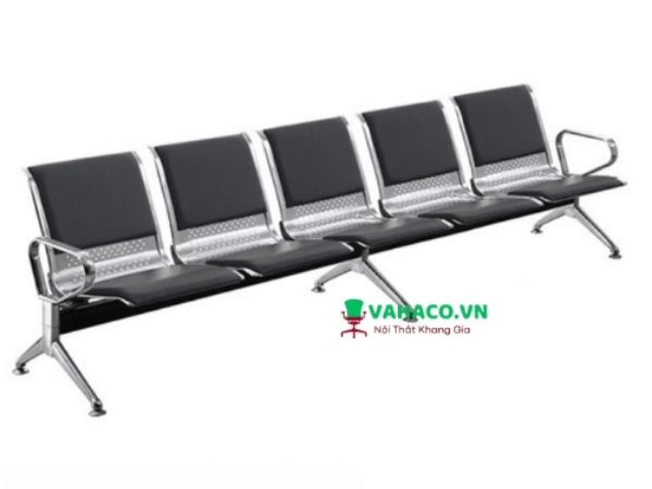 Ghế phòng chờ inox 5 chỗ bọc nệm KG - 05AN