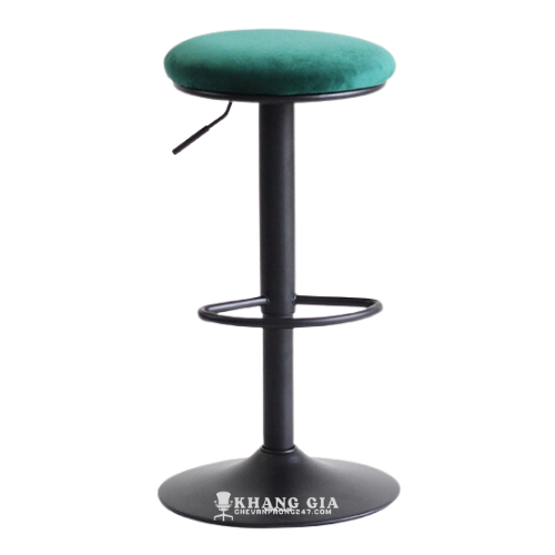 Ghế bar chân đen sắt sơn tĩnh điện nệm ngồi bọc nhung: KG – 474