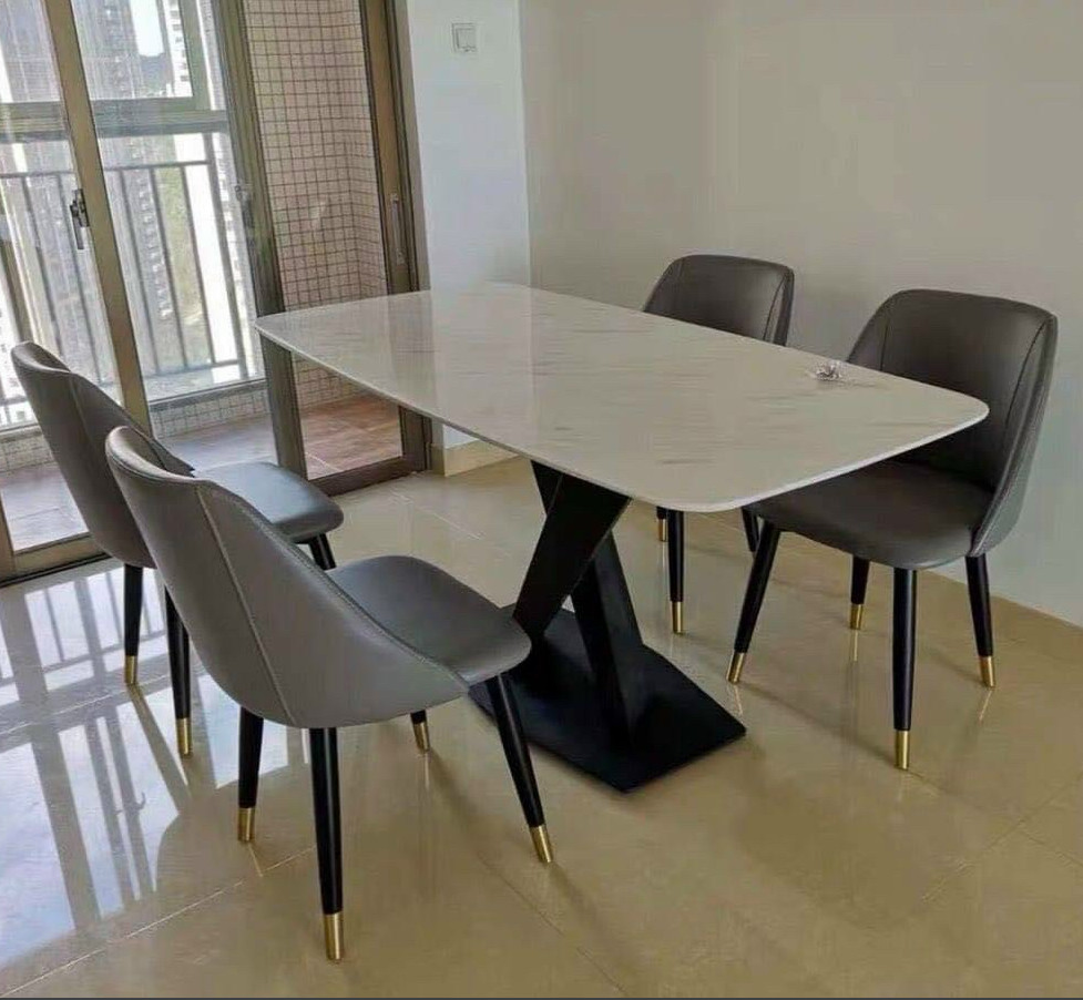 Bộ bàn ghế ăn mặt đá + 4 ghế hiện đại : KG – T179-4
