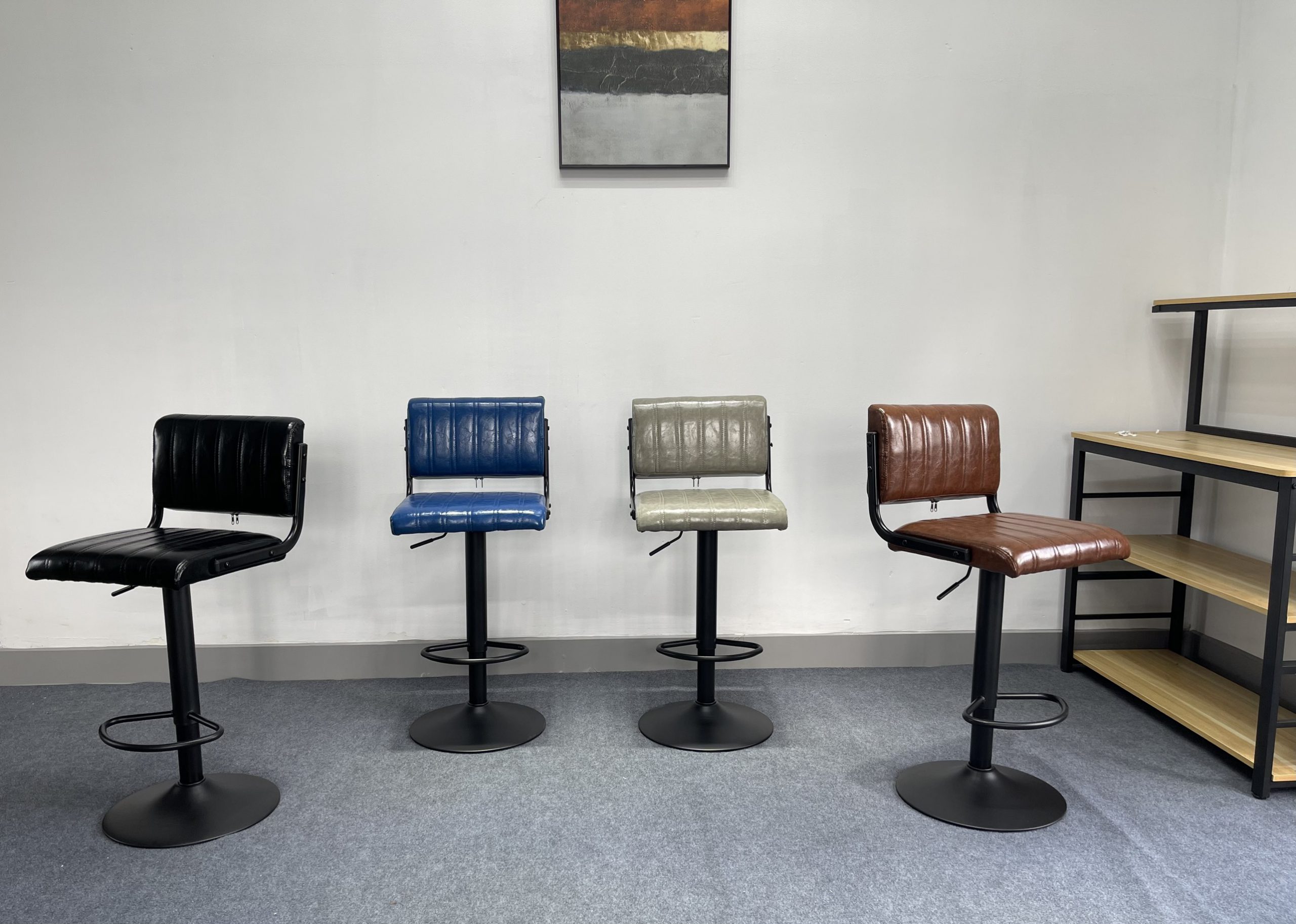 Ghế bar chân sơn tĩnh điện nệm ngồi da nhiều màu : KG – 1055-1