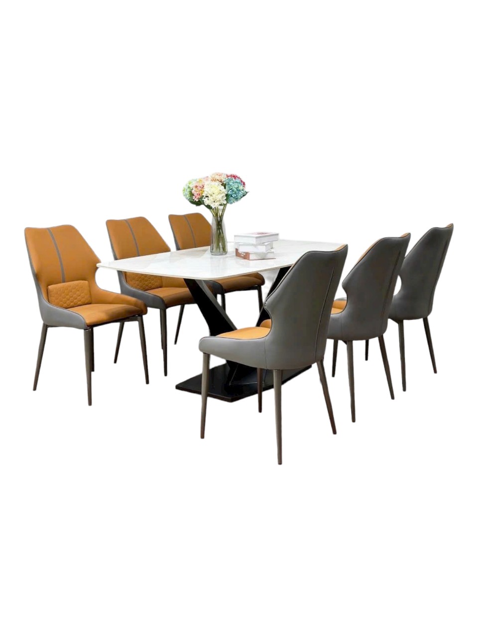 Bộ bàn ăn 6 ghế  mặt đá hiện đại: KG – Veno
