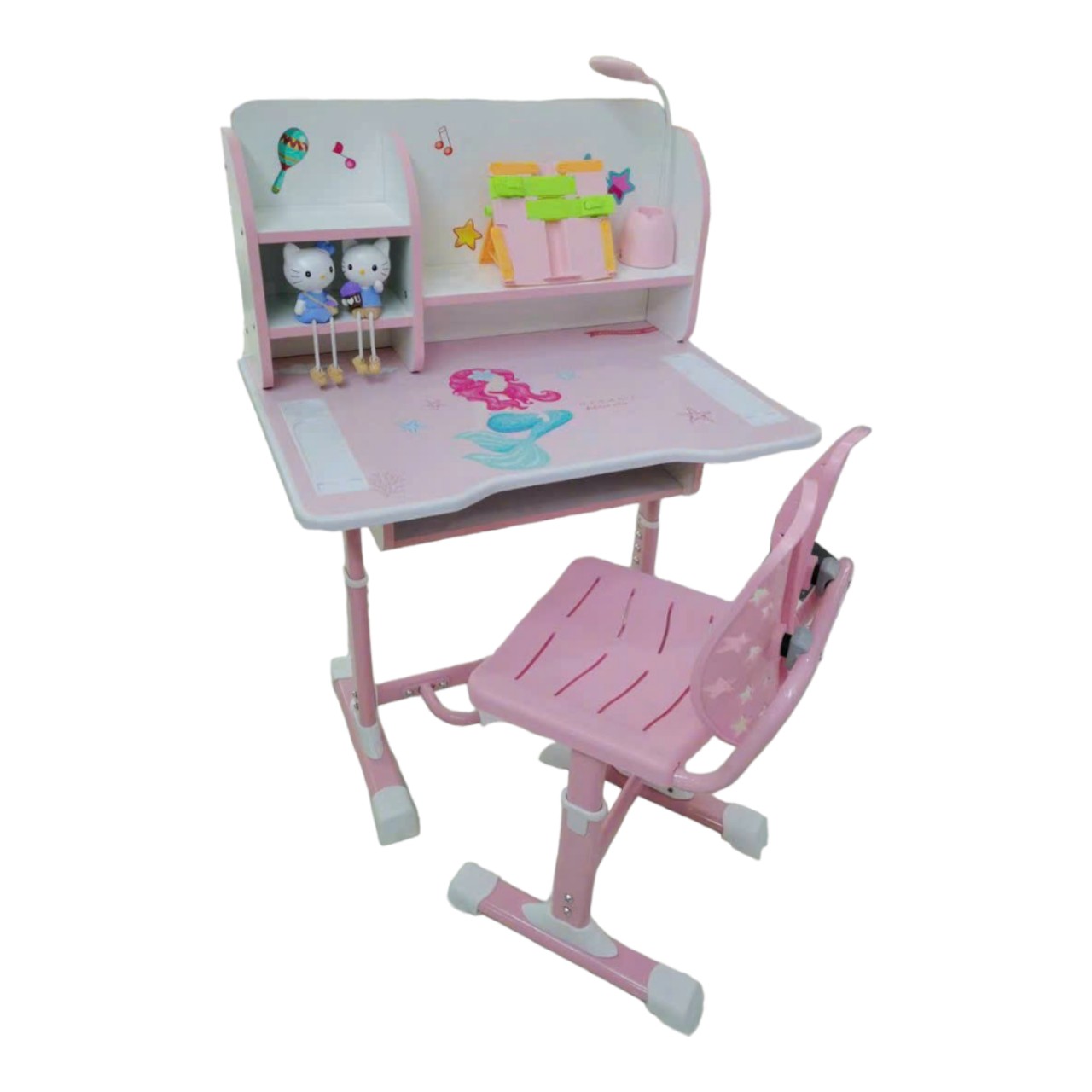 Bộ bàn ngồi học màu hồng cho bé gái: KG – B006-1