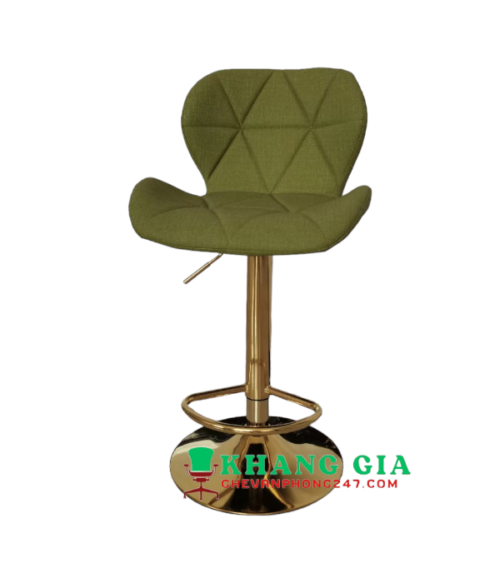 Ghế bar bọc vải chân trụ mạ vàng: KG – 466A-1