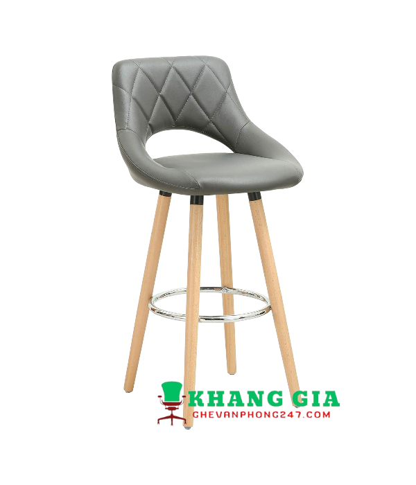 Ghế bar chân gỗ nệm da cao cấp: KG – B341