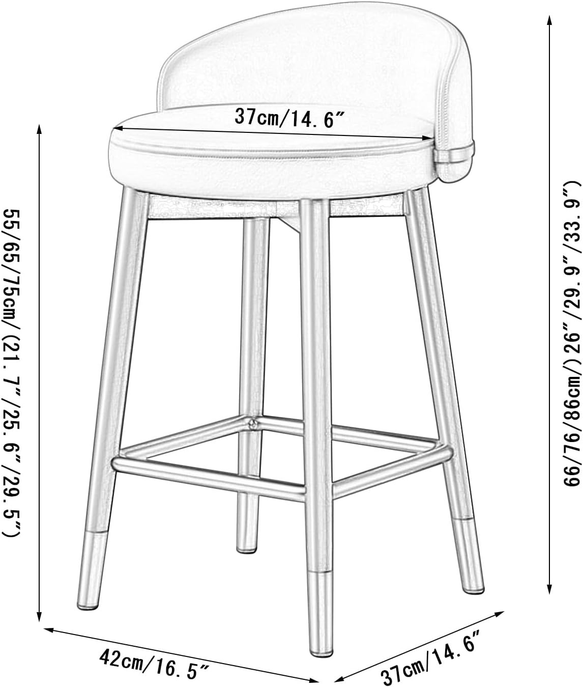 Kích thước tiêu chuẩn của ghế quầy bar chân sắt nệm da 