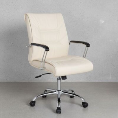 Ghế văn phòng chân xoay inox nệm da: KG – D339