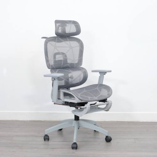 Ghế Công Thái Học Pansy Grey, Khung Xám, Đệm Lưới Màu Xám.