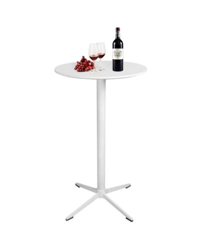 Bàn Quán Bar Full Trắng Chân Sắt Mặt Gỗ Tròn: KG – BS01-1