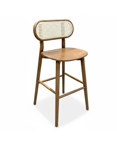 Ghế Bar Gỗ Tần Bì Tựa Lưng Mây Đan: KG – B499