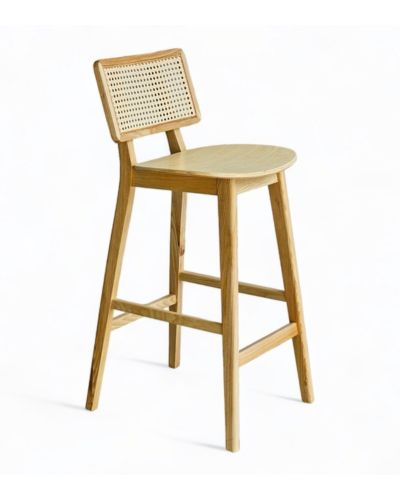 Ghế Quầy Bar Gỗ Tựa Lưng May Đan: KG – B494