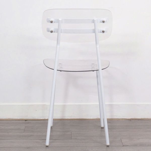 Ghế ăn chân sắt màu trắng mặt nhựa PVC trong suốt