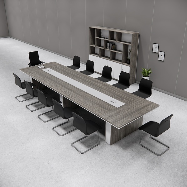 Mẫu 7: Bàn họp hội trường mặt gỗ Veneer cao cấp, tạo không gian họp trang trọng