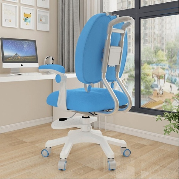 Ghế chống gù trẻ em màu xanh dương với thiết kế tựa lưng đôi linh hoạt