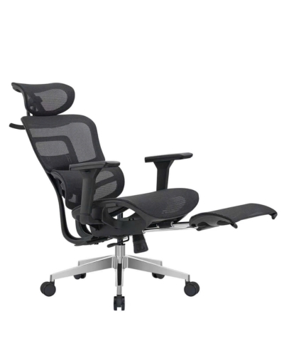 Ghế công thái học full lưới màu đen gác chân: KG – 7142-1