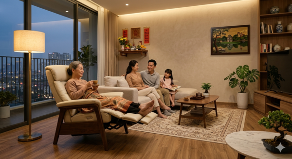 Ghế thư giãn công thái học hiện đại đặt trong phòng khách trọng