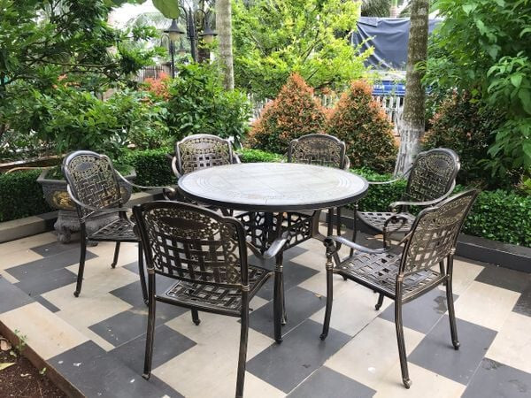 Bộ bàn ghế cafe ngoài trời nhôm đúc KG-S004