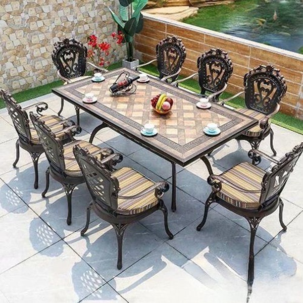 Bộ bàn ghế sân vườn cao cấp 8 ghế nhôm đúc KG-T194-8