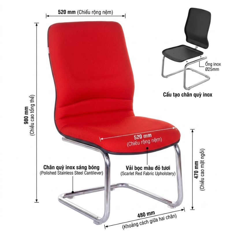 kích thước ghế chân quỳ không tay