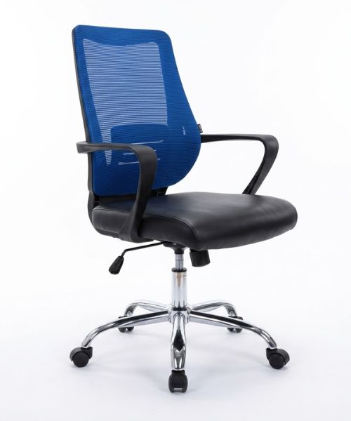 Ghế văn phòng lưng lưới nệm ngồi bọc da: KG – 8376